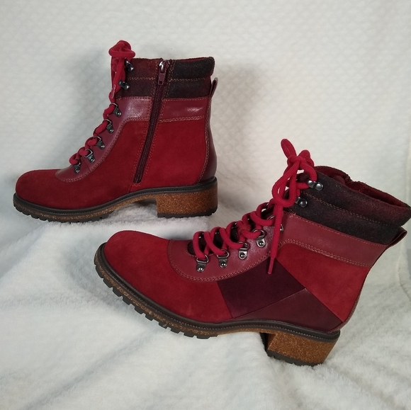 Earth Elements Tessa Premium Suede and Leather Boots Garnet Multitone Sz 8.5 New - Picture 3 of 9